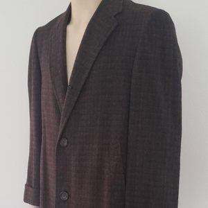 men's 1950s over coat 40R grey plaid wool trench